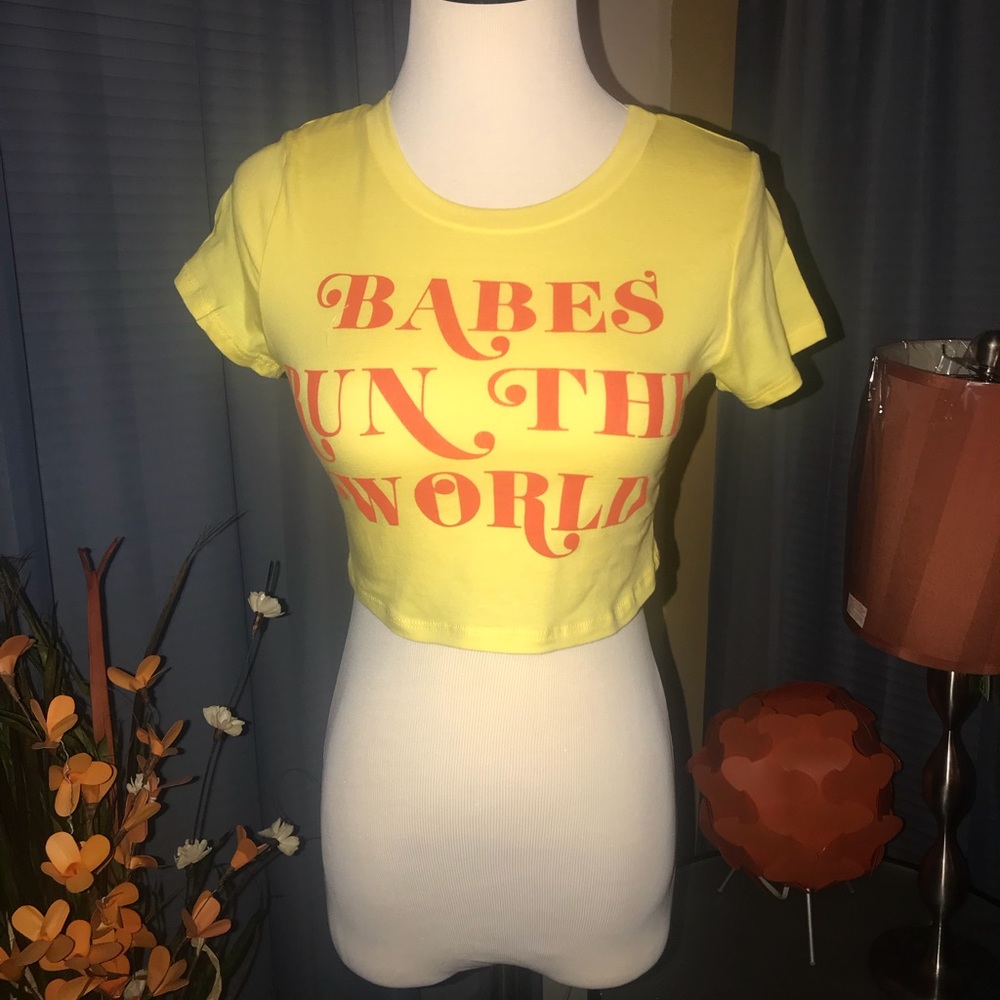 Topia | Yellow Graphic Print Crop Top Tee
